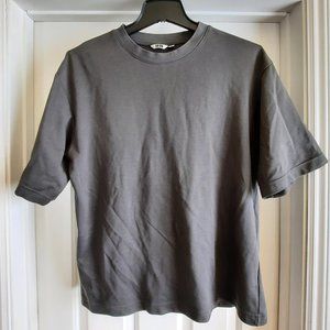 Charcoal Black UNIQLO U Oversized Crew Neck Short Sleeve T-Shirt Size La…